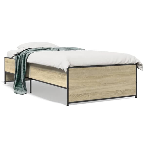 vidaXL Sengeramme sonoma eik 75x190 cm konstruert tre og metall