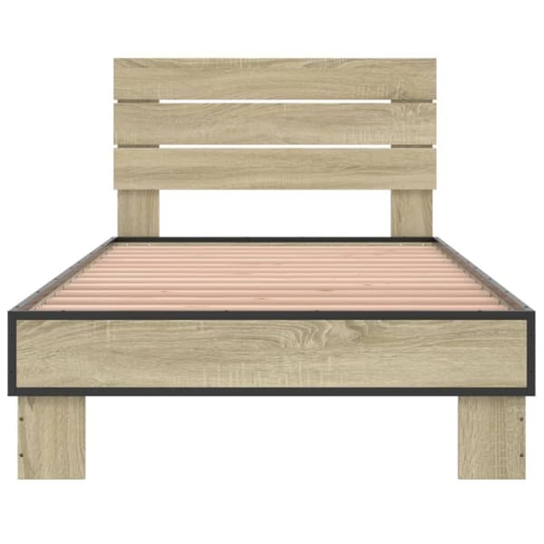 vidaXL Sengeramme sonoma eik 90x200 cm konstruert tre og metall