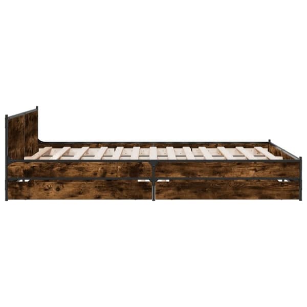 vidaXL Sengeramme med skuffer røkt eik 135x190 cm konstruert tre