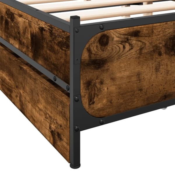 vidaXL Sengeramme med skuffer røkt eik 135x190 cm konstruert tre