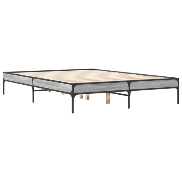vidaXL Sengeramme grå sonoma 120x200 cm konstruert tre og metall