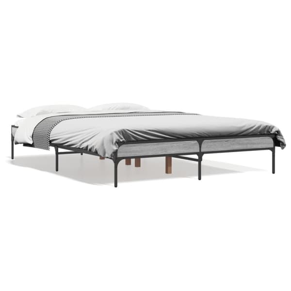 vidaXL Sengeramme grå sonoma 120x200 cm konstruert tre og metall