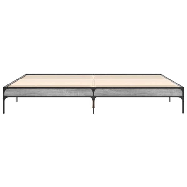 vidaXL sengestel 200x200 cm konstrueret træ og metal grå sonoma-eg