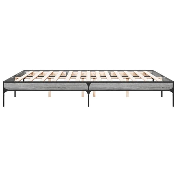 vidaXL sengestel 200x200 cm konstrueret træ og metal grå sonoma-eg