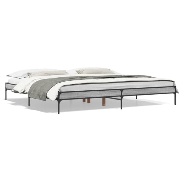 vidaXL sengestel 200x200 cm konstrueret træ og metal grå sonoma-eg