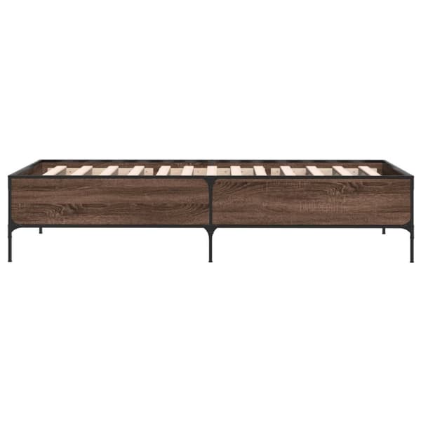 vidaXL Sengeramme brun eik 90x190 cm konstruert tre og metall