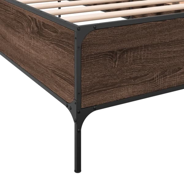 vidaXL Sengeramme brun eik 90x190 cm konstruert tre og metall
