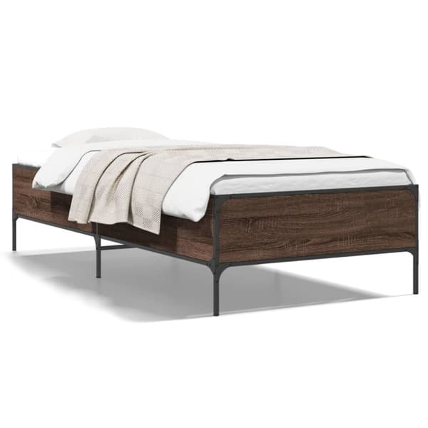 vidaXL Sengeramme brun eik 90x190 cm konstruert tre og metall