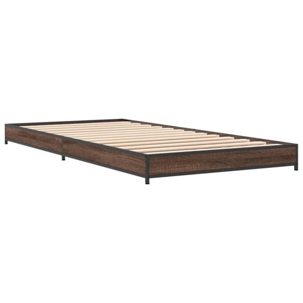 vidaXL Sengeramme brun eik 100x200 cm konstruert tre og metall