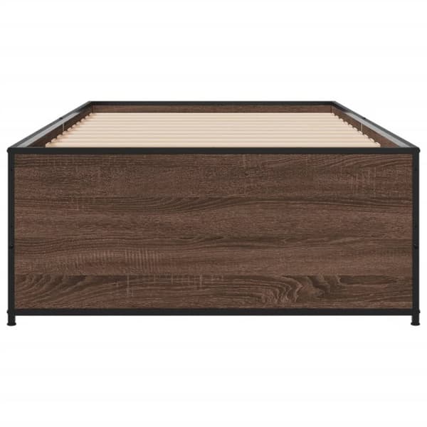 vidaXL Sengeramme brun eik 90x190 cm konstruert tre og metall