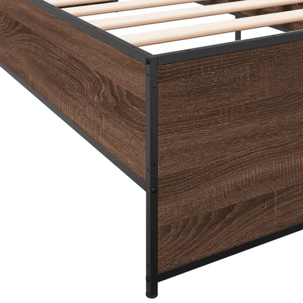 vidaXL Sengeramme brun eik 90x190 cm konstruert tre og metall