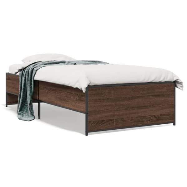 vidaXL Sengeramme brun eik 90x190 cm konstruert tre og metall