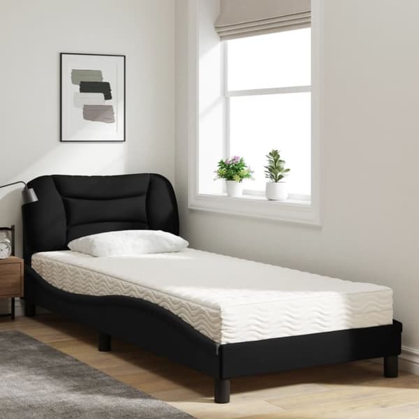 vidaXL seng med madras 80x200 cm stof sort