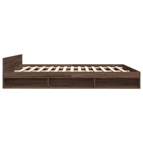 vidaXL sengeramme med skuffer 200x200 cm konstrueret træ brunt eg