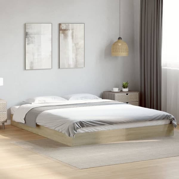 vidaXL Sengeramme uten madrass sonoma eik 150x200 cm konstruert tre