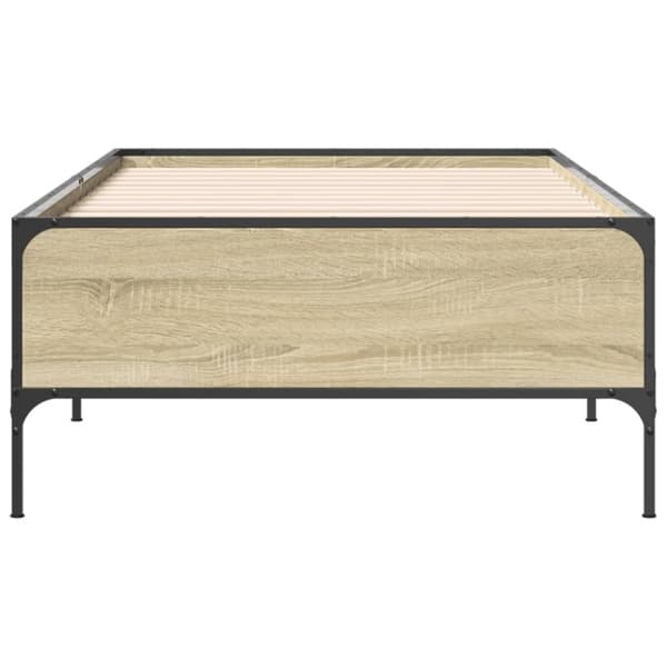 vidaXL Sängynrunko Sonoma-tammi 90x190 cm tekninen puu ja metalli