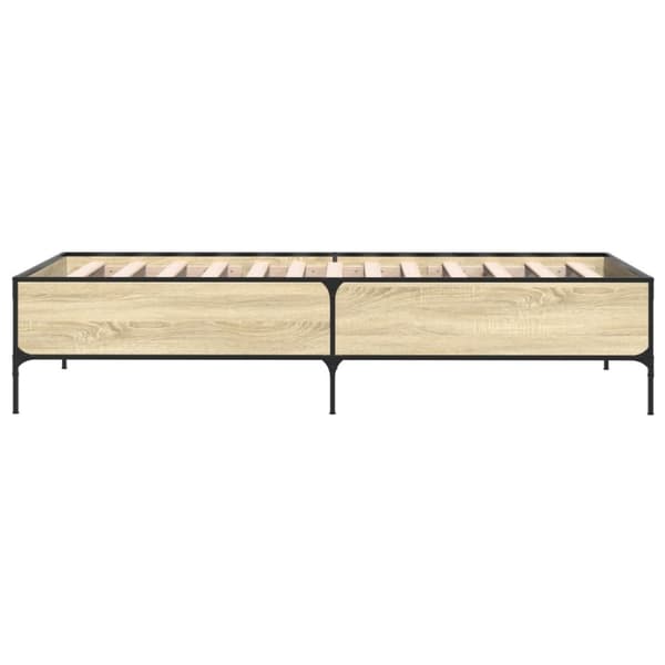 vidaXL Sängynrunko Sonoma-tammi 90x190 cm tekninen puu ja metalli