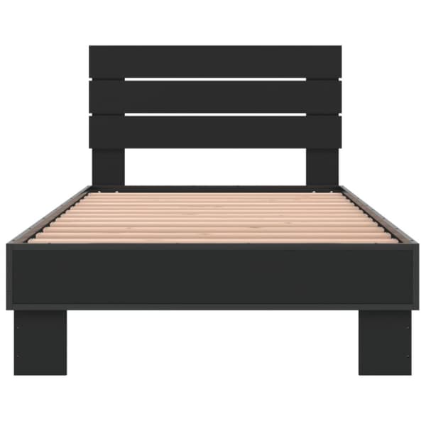 vidaXL sengeramme 90x200 cm konstrueret træ og metal sort