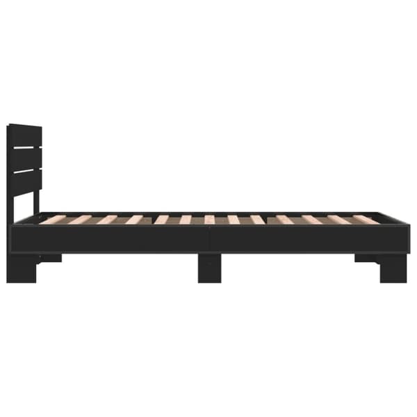 vidaXL sengeramme 90x200 cm konstrueret træ og metal sort