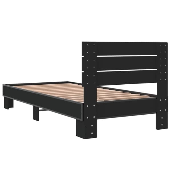 vidaXL sengeramme 90x200 cm konstrueret træ og metal sort