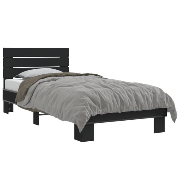 vidaXL sengeramme 90x200 cm konstrueret træ og metal sort