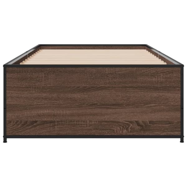 vidaXL Sängynrunko ruskea tammi 90x200 cm tekninen puu ja metalli