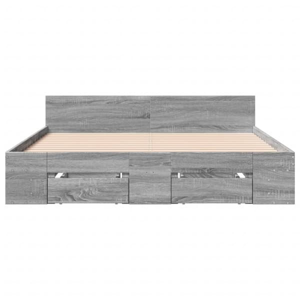 vidaXL sengeramme med skuffer 140x200 cm konstrueret træ grå sonoma-eg