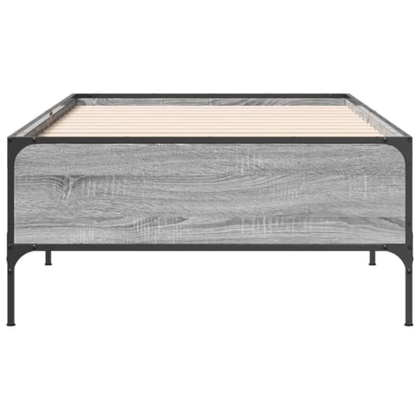 vidaXL Sängynrunko harmaa Sonoma 100x200 cm tekninen puu ja metalli