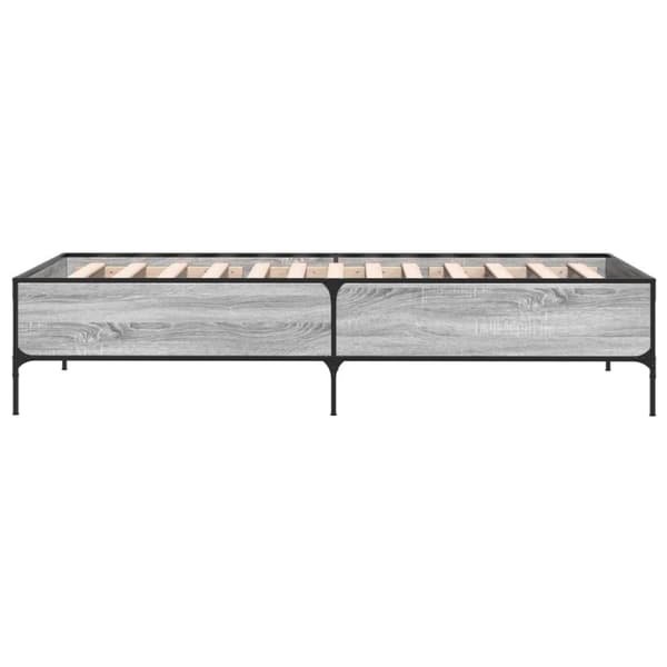 vidaXL Sängynrunko harmaa Sonoma 100x200 cm tekninen puu ja metalli