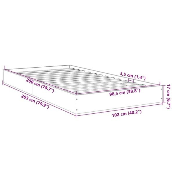 vidaXL Sengeramme uten madrass sonoma eik 100x200 cm konstruert tre