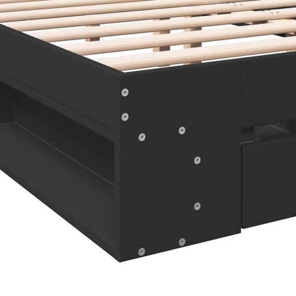 vidaXL Sengeramme med skuffer svart 140x200 cm konstruert tre