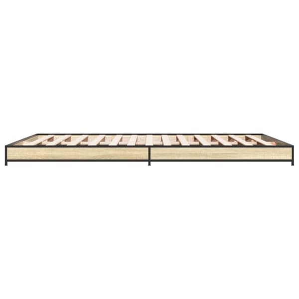 vidaXL sengestel 120x190 cm konstrueret træ og metal sonoma-eg