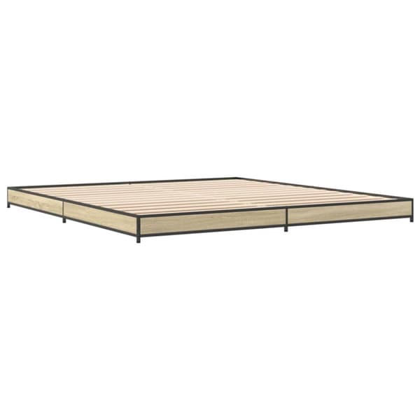 vidaXL sengestel 200x200 cm konstrueret træ og metal sonoma-eg