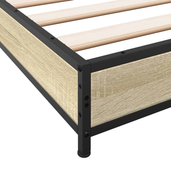 vidaXL sengestel 200x200 cm konstrueret træ og metal sonoma-eg