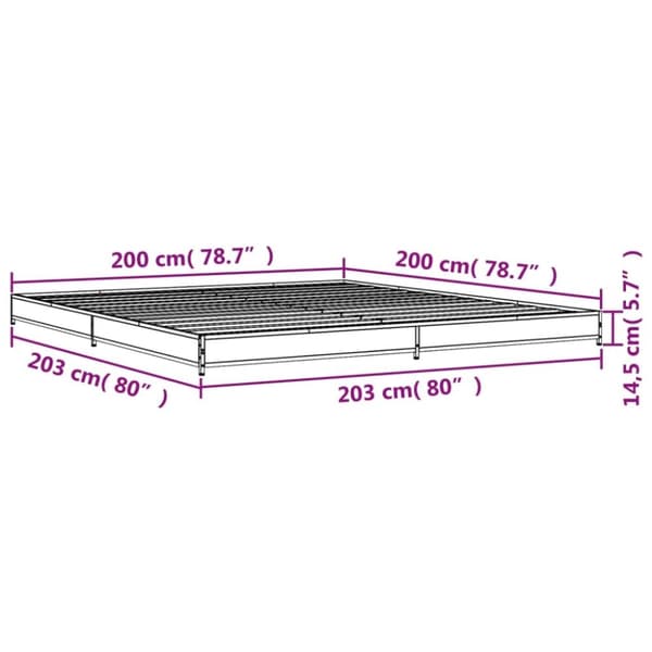 vidaXL sengestel 200x200 cm konstrueret træ og metal sonoma-eg