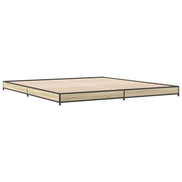 vidaXL sengestel 200x200 cm konstrueret træ og metal sonoma-eg