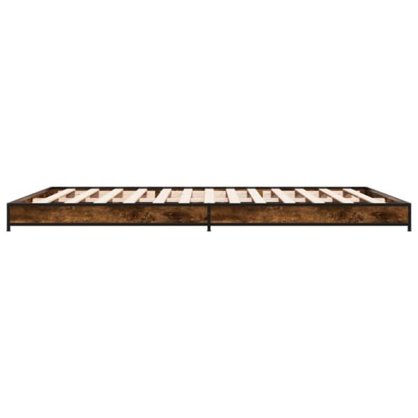 vidaXL Sängram rökfärgad ek 150x200 cm konstruerad trä och metall