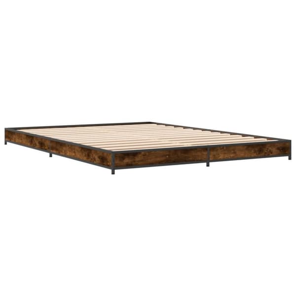 vidaXL Sängram rökfärgad ek 150x200 cm konstruerad trä och metall