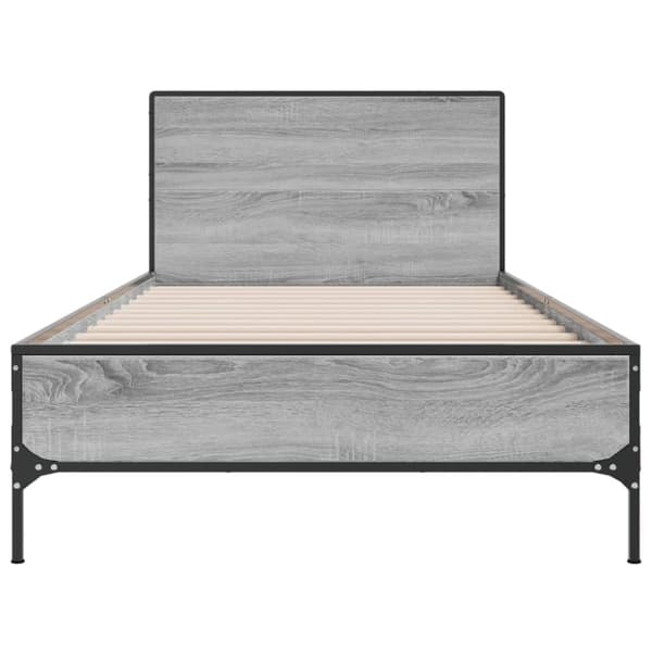 vidaXL sengeramme 90x190 cm konstrueret træ og metal grå sonoma-eg