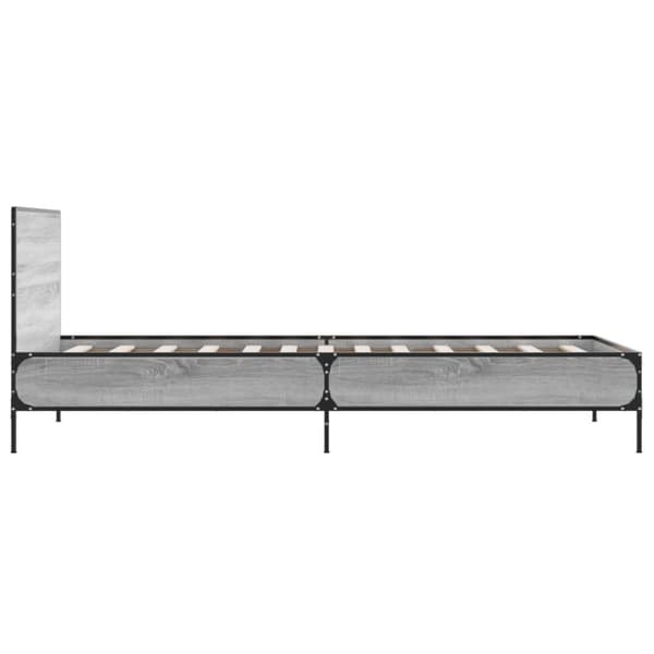 vidaXL sengeramme 90x190 cm konstrueret træ og metal grå sonoma-eg