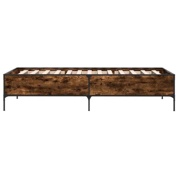 vidaXL Sängynrunko savutammi 90x200 cm tekninen puu ja metalli