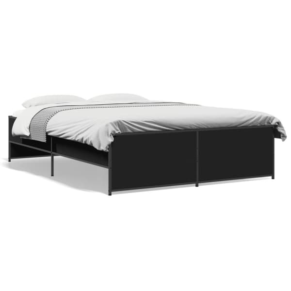 vidaXL Sängynrunko musta 120x200 cm tekninen puu ja metalli