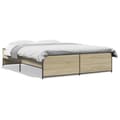 Miniatyrbilde 9 av 9: vidaXL Sengeramme sonoma eik 160x200 cm konstruert tre og metall