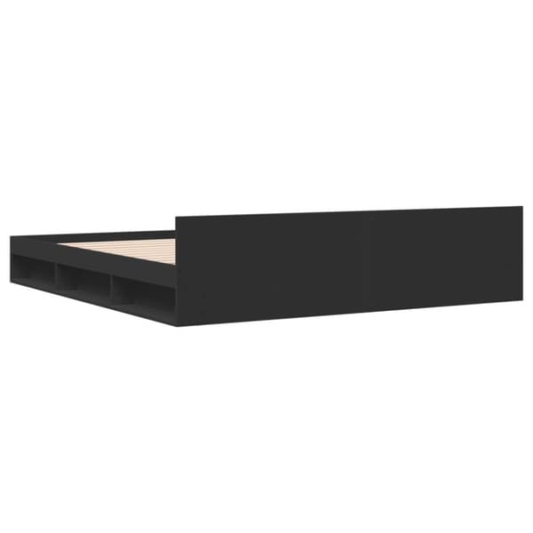 vidaXL Sengeramme med skuffer svart 200x200 cm konstruert tre