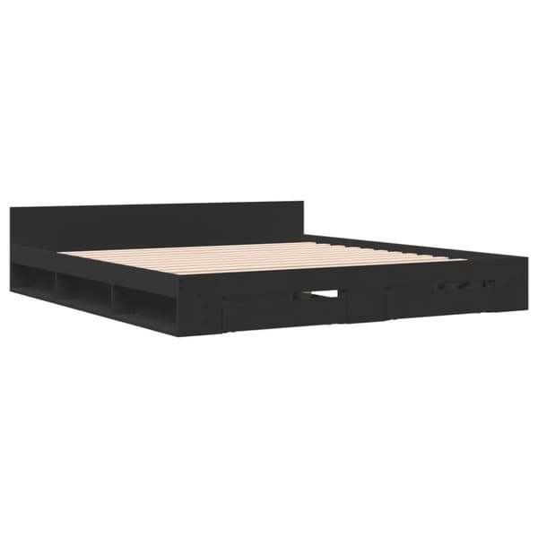vidaXL Sengeramme med skuffer svart 200x200 cm konstruert tre