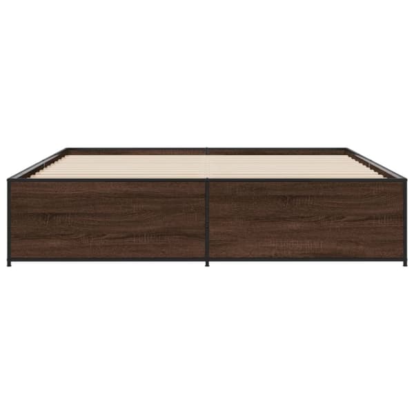 vidaXL sengeramme 200x200 cm konstrueret træ og metal brun egetræ