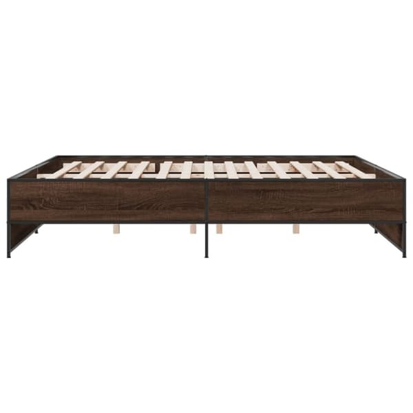 vidaXL sengeramme 200x200 cm konstrueret træ og metal brun egetræ