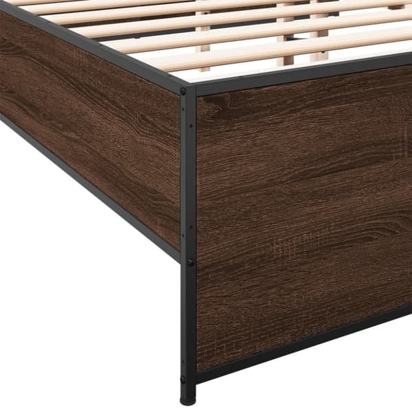vidaXL sengeramme 200x200 cm konstrueret træ og metal brun egetræ