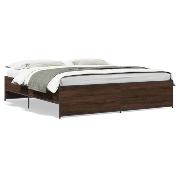 vidaXL sengeramme 200x200 cm konstrueret træ og metal brun egetræ