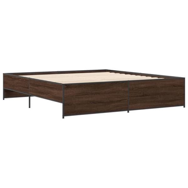 vidaXL sengeramme 200x200 cm konstrueret træ og metal brun egetræ